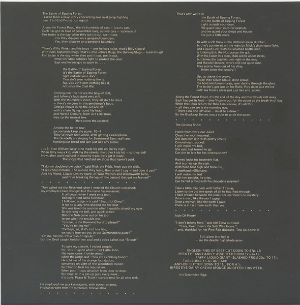 inner sleeve back, Genesis - Selling England By The Pound
